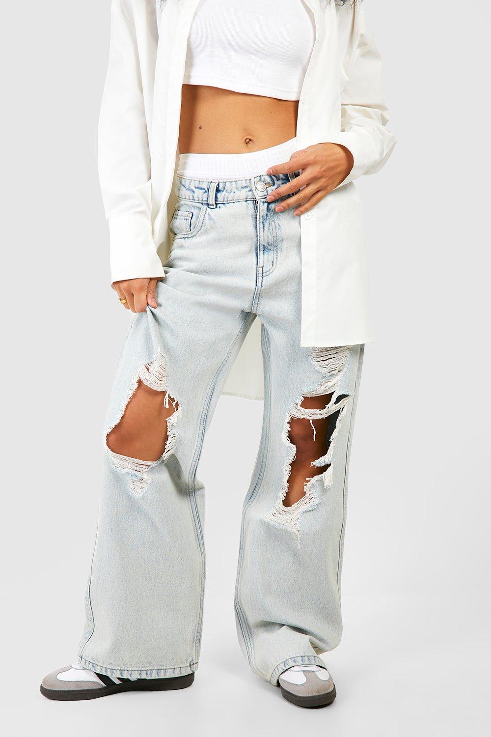 White baggy ripped store jeans